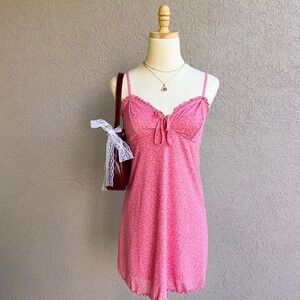 American Eagle Pink Floral Mesh Mini Dress Size Small Preppy Sundress